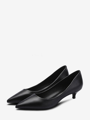 Kitten Heel Pumps Pointed Toe Slip On Shoes