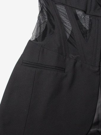 Damen-Blazer mit Mesh-Korsett-Ausschnitt transparentem Rücken verstärkter Taille und taillierter Optik