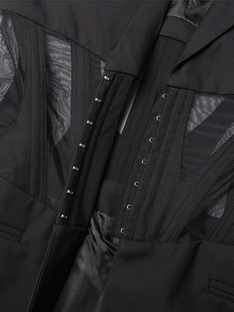 Damen-Blazer mit Mesh-Korsett-Ausschnitt transparentem Rücken verstärkter Taille und taillierter Optik