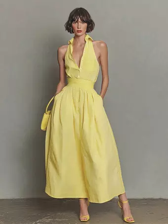 halter dress flowy White Maxi The adjustable tie neck give this dress an unexpected edge that says youre confident and fashion Zara - Flowy Halter Dress