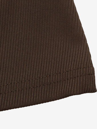 Alltagskleider Maxikleid mit Stehkragen Rippstrick lange Ärmel asymmetrischer Einsatz fließendes Swing-Kleid