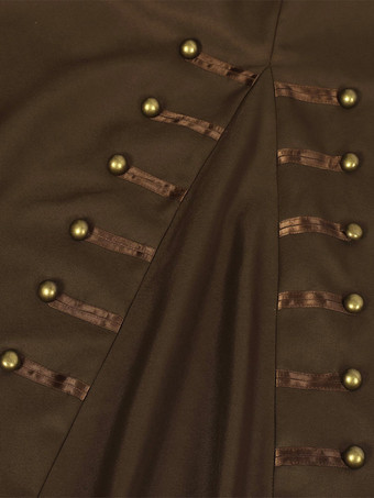Brown Vintage Top Retro Buttons Long Sleeves Overcoat Retro Costumes For Man