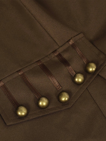 Brown Vintage Top Retro Buttons Long Sleeves Overcoat Retro Costumes For Man
