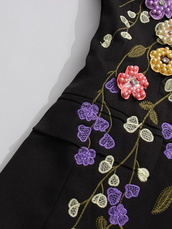 レディース オーバーサイズ ブレザー ハンドメイド パールフラワー刺繍 ノッチドラペル フォーマル アウター