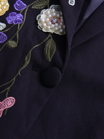 レディース オーバーサイズ ブレザー ハンドメイド パールフラワー刺繍 ノッチドラペル フォーマル アウター