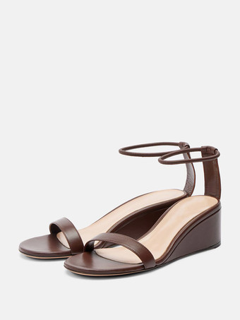 Deep BrownBrown Wedge Sandals Women's Open Toe Ankle Strap Sandal Shoes
