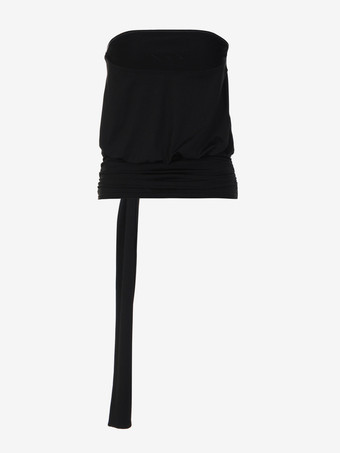 Trägerloses Tube-Top mit Wickelgürtel geraffte ärmellose Crop-Bluse