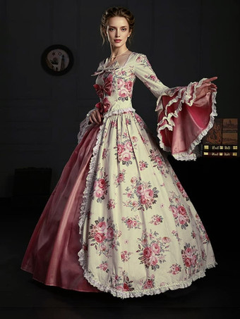 Costume vintage pour femme robe Marie-Antoinette en polyester style XVIIIe siècle.