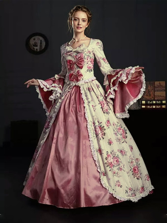 Costume vintage pour femme robe Marie-Antoinette en polyester style XVIIIe siècle.