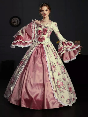 Costume vintage pour femme robe Marie-Antoinette en polyester style XVIIIe siècle.