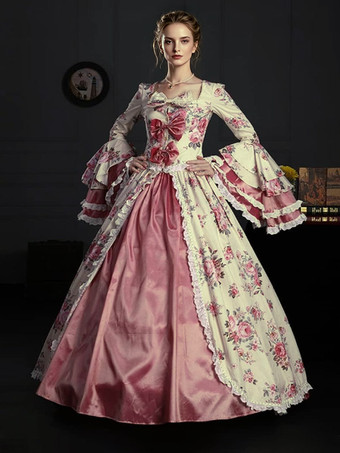 RoseCostume vintage pour femme robe Marie-Antoinette en polyester style XVIIIe siècle.