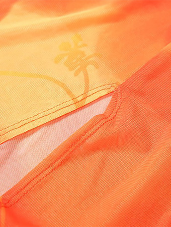 Urlaubskleid mit Farbverlauf Batikmuster Neckholder Rückenausschnitt transparentem Design und hohem Schlitz Maxikleid