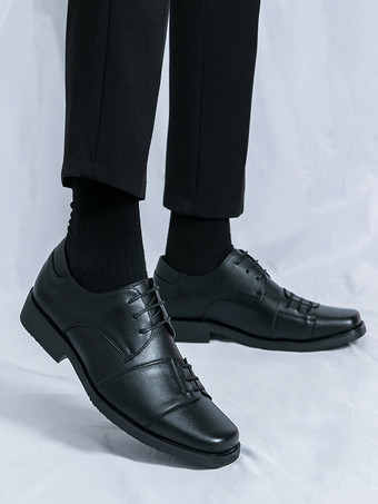 Braune Oxford-Schuhe für Herren runde Zehenpartie Schnürschuhe Freizeitschuhe
