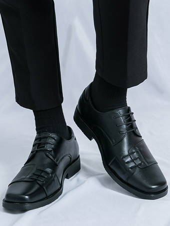 Braune Oxford-Schuhe für Herren runde Zehenpartie Schnürschuhe Freizeitschuhe