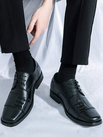 Braune Oxford-Schuhe für Herren runde Zehenpartie Schnürschuhe Freizeitschuhe