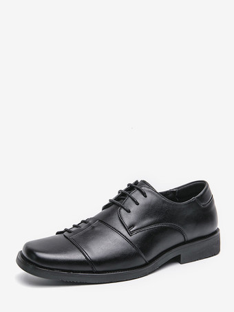 SchwarzBraune Oxford-Schuhe für Herren runde Zehenpartie Schnürschuhe Freizeitschuhe