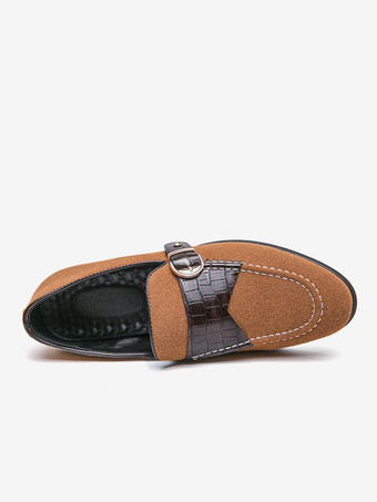 Herren-Loafer aus Wildleder mit runder Zehenpartie und Schnallendetail – Slipper zum Hineinschlüpfen