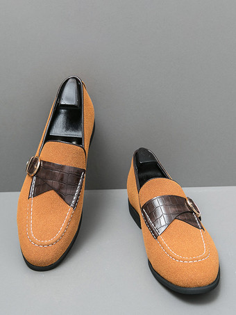 Herren-Loafer aus Wildleder mit runder Zehenpartie und Schnallendetail – Slipper zum Hineinschlüpfen