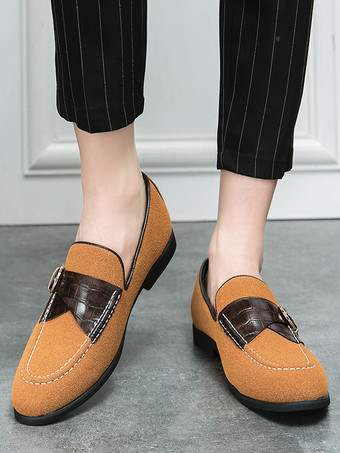 Herren-Loafer aus Wildleder mit runder Zehenpartie und Schnallendetail – Slipper zum Hineinschlüpfen