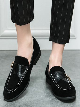 Herren-Loafer aus Wildleder mit runder Zehenpartie und Schnallendetail – Slipper zum Hineinschlüpfen