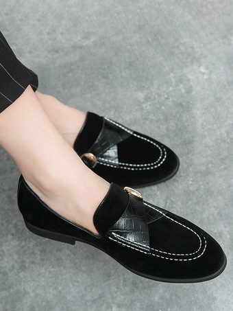 Herren-Loafer aus Wildleder mit runder Zehenpartie und Schnallendetail – Slipper zum Hineinschlüpfen