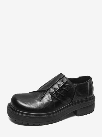 SchwarzHerren-Freizeitschuhe mit runder Zehenpartie Schnürung Slipper