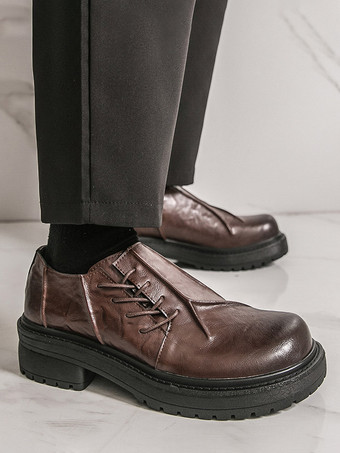 Herren-Freizeitschuhe mit runder Zehenpartie Schnürung Slipper