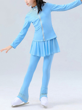 ガールズ レディース フィギュアスケート ジャケット＆パンツセット ラインストーン付き 長袖 暖かいトラックスーツ ヒップパッド付き アイススケート トレーニングウェア