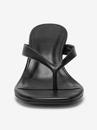 ブラックサンダルスライド キトゥンヒール フリップフロップサンダルシューズ