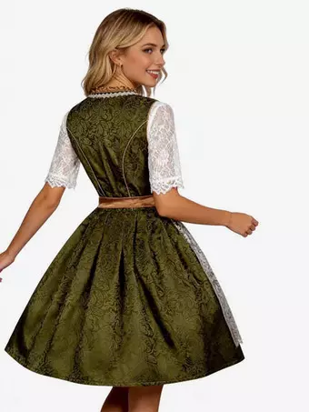 Dirndl Women's Midi Long Dirndl Costume Oktoberfest Costumes Holidays Costumes Green Halloween Retro Women's Adult's Dress Octoberfest Set Sets
