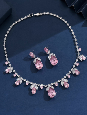 RosaAttraktives Brautschmuckset aus Metall und Imitationsperlen