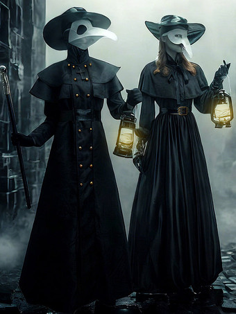 ブラック ハロウィン 大人用 中世スチームパンク風 ヨーロッパ風 ペスト医師コスチューム ハロウィン コスプレ衣装