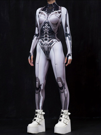 グレイキャットスーツ、ゼンタイコスチューム、ネオンボディスーツ、ハロウィンコスプレ衣装、3Dデジタルプリント、UVグローボディスーツ、花柄プリント、マルディグラキャットスーツ、ゼンタイ