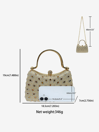 ブライダルクロスボディバッグ、ひまわりカットアウトラインストーンハードケースイブニングクラッチバッグ、取り外し可能なチェーン付き