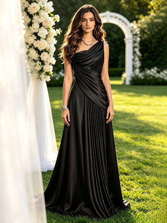 SchwarzMutterkleid schulterfreies ärmelloses Ballkleid mit Perlenbesatz bodenlanges Gästekleid für die Hochzeit
