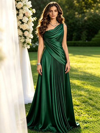 DunkelgrünMutterkleid schulterfreies ärmelloses Ballkleid mit Perlenbesatz bodenlanges Gästekleid für die Hochzeit