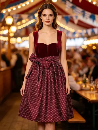dirndl dress oktoberfest Spring Leonie Floral Purple this dirndl features delicate details along the bodice Traditional Oktoberfest Bavarian Carnival Dirndl