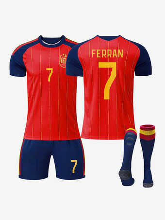 Nr. 7Spanien 2026 Zwei-Sterne-Heimtrikot Kurzarm Nr. 20 Pedri Nr. 19 Yamal 3-teilig