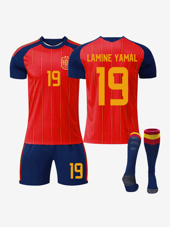 Nr. 19Spanien 2026 Zwei-Sterne-Heimtrikot Kurzarm Nr. 20 Pedri Nr. 19 Yamal 3-teilig