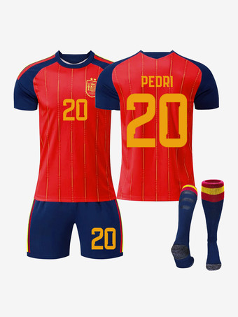 Nr. 20Spanien 2026 Zwei-Sterne-Heimtrikot Kurzarm Nr. 20 Pedri Nr. 19 Yamal 3-teilig