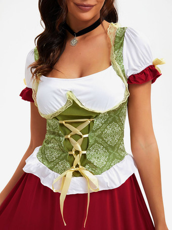 オクトーバーフェスト衣装 衣装 休日衣装 赤いハロウィン レトロ レディース 大人用スカート ハロウィンセット セット