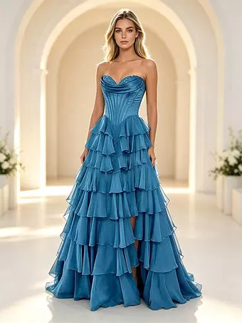 summer evening dresses for wedding Ever-Pretty Women's Spring Chiffon Guest V Neck Ruffle Sleeves Midi Semi Formal Cocktail Dress Blue US02 : Clothing, Shoes & Jewelry line Ivory Lace V D32087 Elegant Dark Green Long Color:Sage Blossom