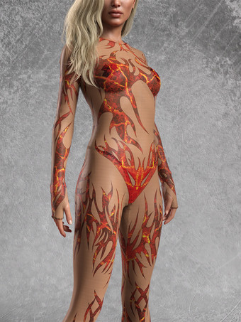 Catsuits Zentai Kostüme Neon Bodysuit Halloween Cosplay Kostüm 3D Digitaldruck UV-Leucht-Body Blumenmuster Festliche Catsuits Zentai