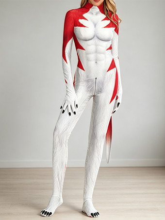 RotHalloween-Catsuit für Damen Zentai sexy Tier-Cosplay figurbetonter Catsuit Overall