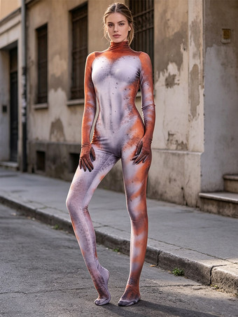肌色コスチューム キャットスーツ ゼンタイ ネオンボディスーツ ハロウィン コスプレ衣装 3Dデジタルプリント UVグローボディスーツ ホリデーキャットスーツ ゼンタイ