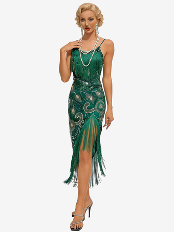 Great Gatsby Kleid Flapper-Kleid der 1920er Jahre Paillettenkleid schwarzes Kleid Vintage-Kostüme
