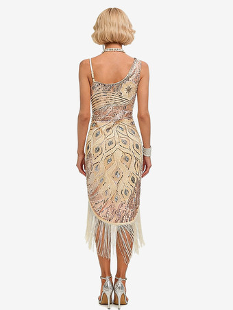 Great Gatsby Kleid Flapper-Kleid der 1920er Jahre Paillettenkleid schwarzes Kleid Vintage-Kostüme