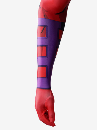 X-メン 97 マグニートー コスプレ エリック スーパーヒーロー衣装 赤紫のボディスーツ ドラマチックなケープ ヘルメット フルセット