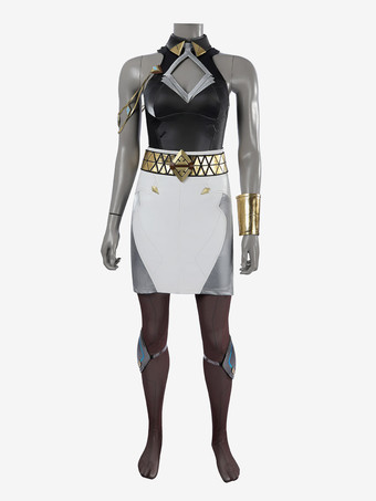 オーバーウォッチ ジュノ スペースレンジャー コスプレユニフォーム 未来的なボディスーツセット ゴールドの裏地付きジャケットとレッグガードパーツ
