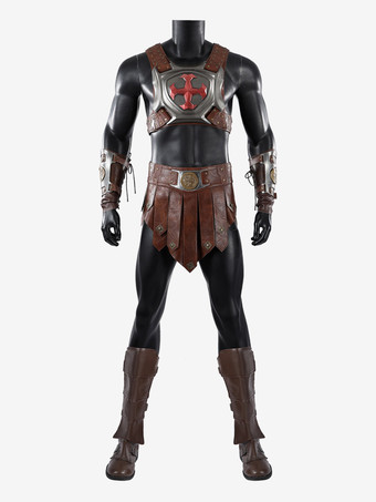 ディープブラウンヒーマン バトルアーマー コスチューム マスターズ・オブ・ザ・ユニバース ウォリアー衣装 胸当て付き 高品質コスプレセット